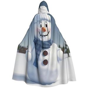 SSIMOO Leuke Sneeuwpop Parrern Volwassen Party Decoratieve Cape,Volwassen Halloween Hooded Mantel,Cosplay Kostuum Cape