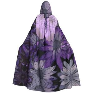 WURTON Paarse vlinder. Print Hooded Mantel Unisex Volwassen Mantel Halloween Kerst Hooded Cape Voor Vrouwen Mannen