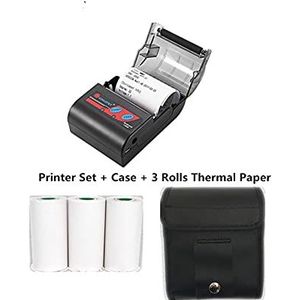 Handbediende Printer, Inkless Draagbare Draadloze Notities Printer 58mm Mini Bluetooth POS Thermisch bon printer papier Altijd Afdrukken(Add Case)