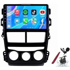 Android 14 Autoradio Sat Navi voor T-oyota Vios (2018-2020) 9 Inch Touchscreen Multimedia Speler met Draadloze Carplay GPS Navigatie FM RDS Bluetooth 5G-WiFi SWC DSP,M120s