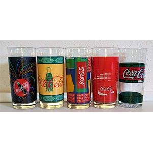 Glas / Coca-Cola / Cola glazen / Original / verzamelglas / 5 x 0,2 liter / Retro / Vintage