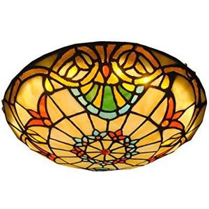 Barokstijl LED-plafondlamp, inbouw Tiffany-stijl LED-plafondlampen, handgemaakte glas-in-lood slaapkamer entreeverlichting, LED warm licht, 15W/18W, 30cm