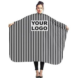 Kapmantel voor kapsalon met zwart-witte strepen patroon professioneel salonschort schoonheidssalon en thuisgebruik met uw gewenste tekst [111]