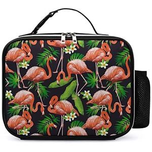 Flamingo Vogel Tropische Draagbare Geïsoleerde Lunch Zakken Box Tote Volwassenen Koeltas voor Mannen & Vrouwen Werk Pickn