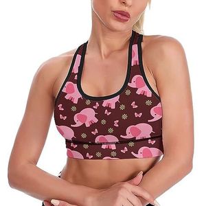 Roze Olifant Ademend Sport BH Voor Vrouwen Draadloze Workout Yoga Vest Ondergoed Racerback Crop Tank Top L