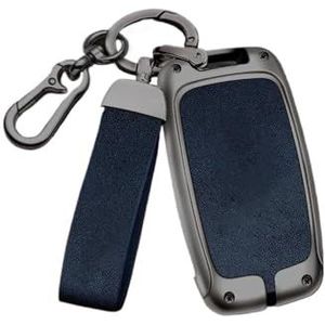 Sleutelbehuizing houder Auto Zinklegering Sleutel Tas Bescherming Interieur Shell Sleutelhanger Auto Key Case Houder Accessoires Voor Jaguar XE XJ XJL XF Voor Gitaar E-Tempo Sleutelbehuizing(A-gun blu