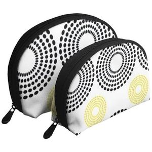 Make-uptas, cosmetische reistas 2 stuks draagbare clutch zakje set zakje organizer zwarte stippen geel, zoals afgebeeld, Eén maat