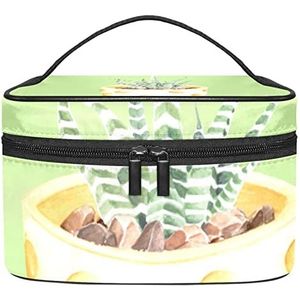 Hand getrokken cactus plant dot pot-01 make-up organizer tas, reizen make-up tas organizer case draagbare cosmetische tas voor vrouwen en meisjes toiletartikelen, Meerkleurig, 22.5x15x13.8cm/8.9x5.9x5.4in