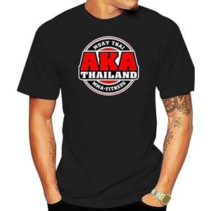 AKA Thailand Gym Muay Thai Black White Men T-Shirt Black overhemden(Small)