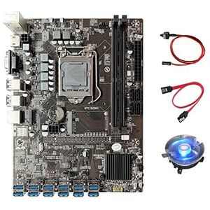 AMIUHOUN B250C BTC Mijnbouw Moederbord+Koelventilator+-kabel+Schakelkabel 12X PCIE naar USB3.0 GPU Slot LGA1151 Moederbord