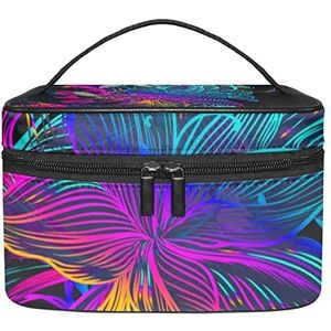 flowerPattern Retro Modieuze Make-up Organizer Bag, Reizen Make-up Tas Organizer Case Draagbare Cosmetische Tas voor Vrouwen en Meisjes Toiletartikelen, Meerkleurig, 22.5x15x13.8cm/8.9x5.9x5.4in