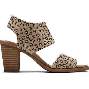TOMS Women's Majorca Cutout Heeled Sandal, Natural Textured Cheetah, 9