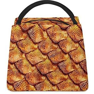 Golden Dragon Scales Grappige Lunch Tas Geïsoleerde Lunch Box Lekvrij Koeltas Tote Handtas Gift voor Vrouwen Moeder Mannen