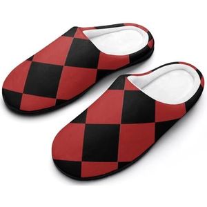Rode En Zwarte Pleinen Katoenen Slippers Voor Vrouwen Warme Anti-Slip Rubber Zool Huis Schoenen Voor Indoor Hotel 11-12 (42-43)