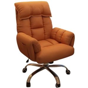 Computerstoel Meisjesbureaustoelen Comfortabele fauteuil for slaapkamer, gamingstoelen Dubbellaagse rugleuning Bureaustoel Liftfauteuil(Orange,Without footrest)