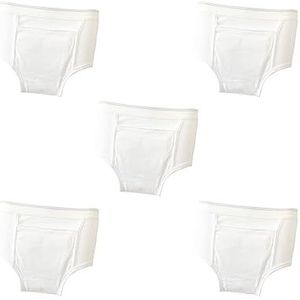5 set wasbaar absorptievermogen incontinentie hulp katoenen ondergoed slips voor mannen S, wit