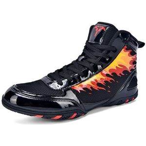 ZHENSI Heren Boksschoenen Hoge Worstel- En Vechtsportschoenen Lichte Vechtschoenen Op Blote Voeten,zwart,38 EU