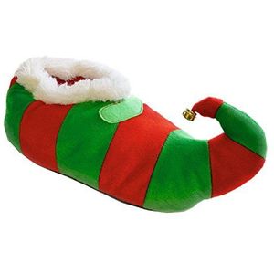 Volwassenen/Unisex/Heren/Dames Nieuwigheid Kerst Elf Slippers met Bell (Small), Groen, Small