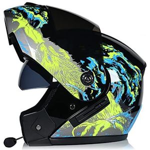 Motorhelm, Volledige motorhelm met anti-condens dubbel vizier Bluetooth ingebouwde microfoon ECE-goedgekeurd B3,XL=61-62CM(E3,S=5556CM)