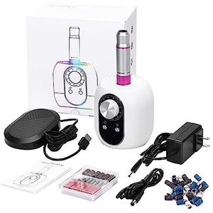 Nagelvijl elektrisch, 35000 RPM nagelboormachine, professionele elektrische manicuremachine, freessnijder, kunst elektrische nagelvijlsets for manicure(White)