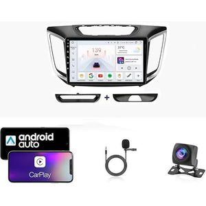 9 Inch Autoradio Compatibel voor Hyundai Creta 2016-2018 met GPS Navigatie CarPlay Android Auto Acht-Core 4G Bluetooth WiFi MirrorLink Stuurwiel Afstandsbediening(T1 4 Core Wifi 1G+16G)