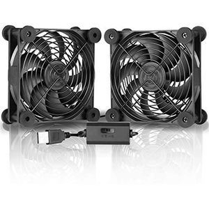 Voor SXOOL Stille dubbele 120 mm USB-ventilator met snelheidsregelaar voor ontvanger voor DVR voor Playstation voor Xbox Computerkastkoeling