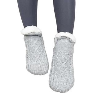 Slipper sokken winter indoor huis sokken voor dames en heren warme fluwelen dikke vloer sokken pluche zachte pantoffels pantoffels volwassenen bodem lijm sok (kleur: grijs, maat: 40-43 (26 cm))