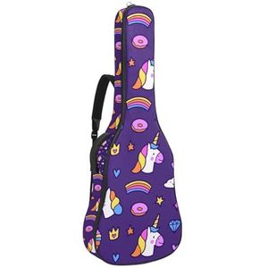 Niaocpwy Roze Pauwenveer Full Size Gitaar Tas Gewatteerde Akoestische Gitaar Case Gigbag voor Elektrische Bas Klassieke Gitaar, MultiColor 08, 42.9x16.9x4.7 in, Tas Organizer