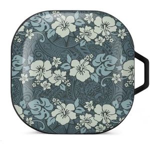 Vintage hibiscus bloemen met tribal oordopjes hoesje compatibel met Samsung harde shell beschermhoes zwart stijl