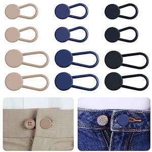 12 STKS Knop Extenders voor Jeans, Broek Taille Knop Extender voor Vrouwen Mannen, 3 Kleuren Broek Tailleband Expander, Ceryvop Broek Taille Extension 3-1.4 Inch