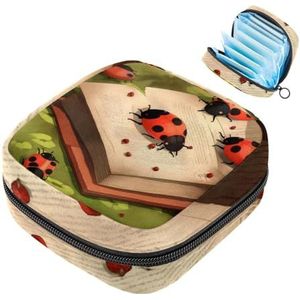 MUOOUM Lieveheersbeestje en Boek Maandverband Opbergtas Draagbare Menstruatie Tas voor Vrouwen Tiener Meisjes Menstruatie Cup Pouch Nursing Pad Houder