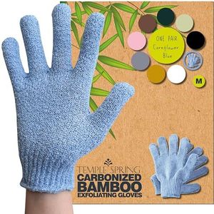 Exfoliërende washandschoenen, bamboe exfoliatorhandschoen, bad- / douchescrub, lichaamspeeling handhandschoen, schoonheidsscrubs/loofah, ingegroeide haren/dode huidverwijderaar, korenbloemblauw)