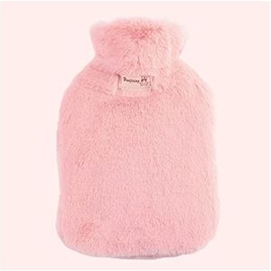 Mini warmwaterkruik, warmwaterkruik 800 ml warmwaterkruik met pluche hoes rubber grote capaciteit cold pack herbruikbare bescherming pluche bekleding wasbaar lekvrij (maat : paars) (Maat: roze)