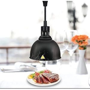 Hangende Voedsel Warmtelamp Commerciële Voedsel Warmer Lamp, 250W Telescopische Kroonluchter Industrieel Retro Metaal for Keuken Buffet, Houd Voedsel en Gerechten Warm (Color : Black)