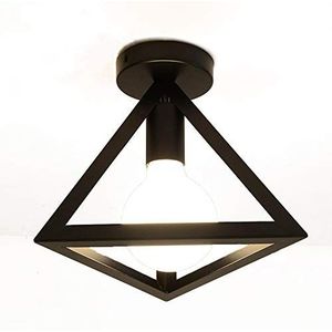 Mengjay Hanglamp, geometrische metalen E27 lampfitting, industriële vintage plafondlamp, geschikt voor woonkamer, slaapkamer, kantoor