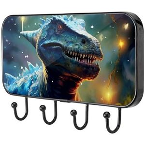 etoenbrc Sterrenhemel dinosaurus K kapstok haken muur gemonteerd, 4 ijzeren kleerhanger haken voor opknoping jassen, decoratieve kapstokken voor muur Heavy Duty voor kleding tas sleutel