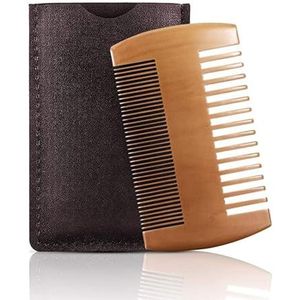 Rpanle Baardkam Baardkam van hout, snorkamhout met leren etui voor baardverzorging en verzorging