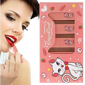 Lippenstiftset | Langdurige lippenstift 24 uur | 5 kleuren matte lippenstiftset met schattig kittenpatroon voor dames en meisjes, het beste nieuwjaarscadeau Vigcebit