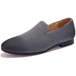 Formele schoenen for heren, instapper, ronde gepolijste neus, kunstleer, lage top, resistente antislip rubberen zool, wandelen (Color : Gray, Size : 39 EU)