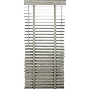 Blind in houtlook, 50 mm lamel, verschillende maten, zonwering voor ramen met boren, pvc, wit/grijs (grijs, 90 x 130 cm)