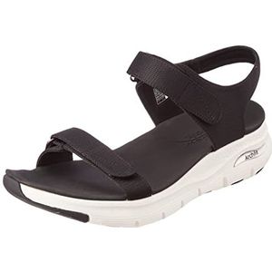 Skechers Arch Fit Touristy Flat Sandaal voor dames, Zwart gaas, 36 EU