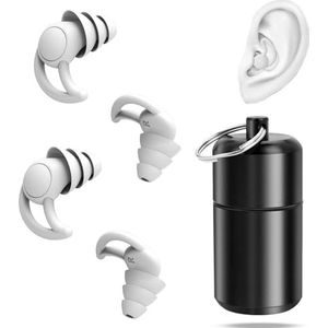 YanBous 2 paar oordopjes 3 lagen geluidsabsorberend siliconen materiaal voor vliegtuig, concert en concentratie - 32 dB - grijs (2 paar)