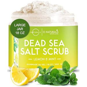 Dead Sea Salt Natural Organic Exfoliating Lemon Essential Oil Face Body & Foot Scrub. Cleansing, Hydrating, Firming, Exfoliate Dead Skin Ingrown Hairs, Anti Cellulite, Acne, Calluses Men & Women 500gr