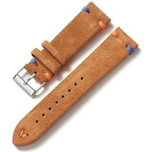 INEOUT Nieuwe Suède Horlogeband 20mm 22mm Vintage Horlogeband Vervanging Horlogeband Qiuck Release Polsband Accessoires (Color : Light brown, Size : 22mm black buckle)