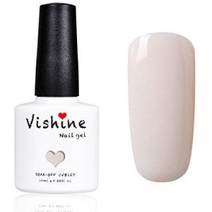 Vishine Gelnagellak, semi-permanent, gel, UV, LED, soak off, manicure, 10 ml, zuiver wit, 1357