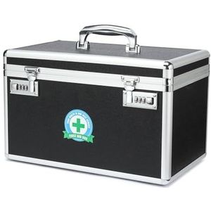 Medicatie Lock Box met combinatie - afsluitbare medicijnopslag, lege eerste hulp, veiligheidsslot, medische organizer, multifunctionele vergrendeling voor thuis en buiten (zwart, XL)