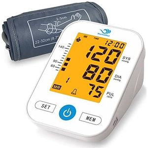 BerkeMed Digitale bloeddrukmeter voor de arm, automatische digitale bloeddrukmeter voor thuis, verstelbare armband (22-32 cm), geheugen 2 x 99