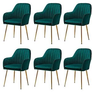GEIRONV Verstelbare voeten stoelen set van 6, met metalen benen woonkamer make-up stoel fluwelen stoel en rugleuning fauteuil Eetstoelen (Color : Green)