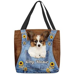 177 Strandtas Gepersonaliseerde Papillon Hond Hobo Bags Lichtgewicht Womens Handtas Casual Boodschappen Tas Voor Reizen, Winkelen, Yoga, 15X50X40cm, Draagtas 2032, 15x50x40cm