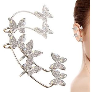 Butterfly Ear Cuff Butterfly Ear Wrap Around Oorbellen Dangle Ear Cuff Ear Cuffs voor vrouwen Niet-piercing Vintage Butterfly Wrap Clip op oorbellen